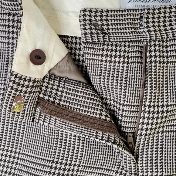 Brooks Brothers Pants Women Size 6 Black White Glen Plaid Pockets Wool Blend - Picture 3 of 9